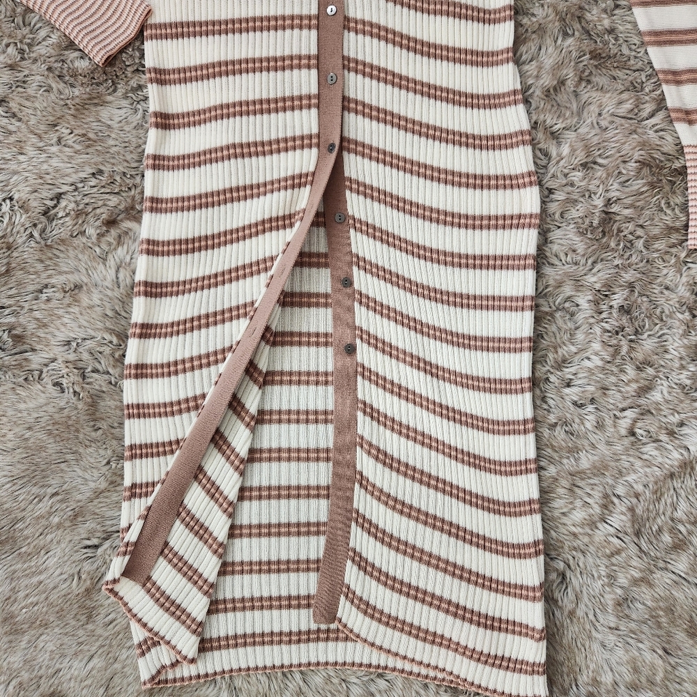 Free People Vista Cardi Collared Button Front Ribbed Duster Cardigan Women's XL‎ - Picture 4 of 10